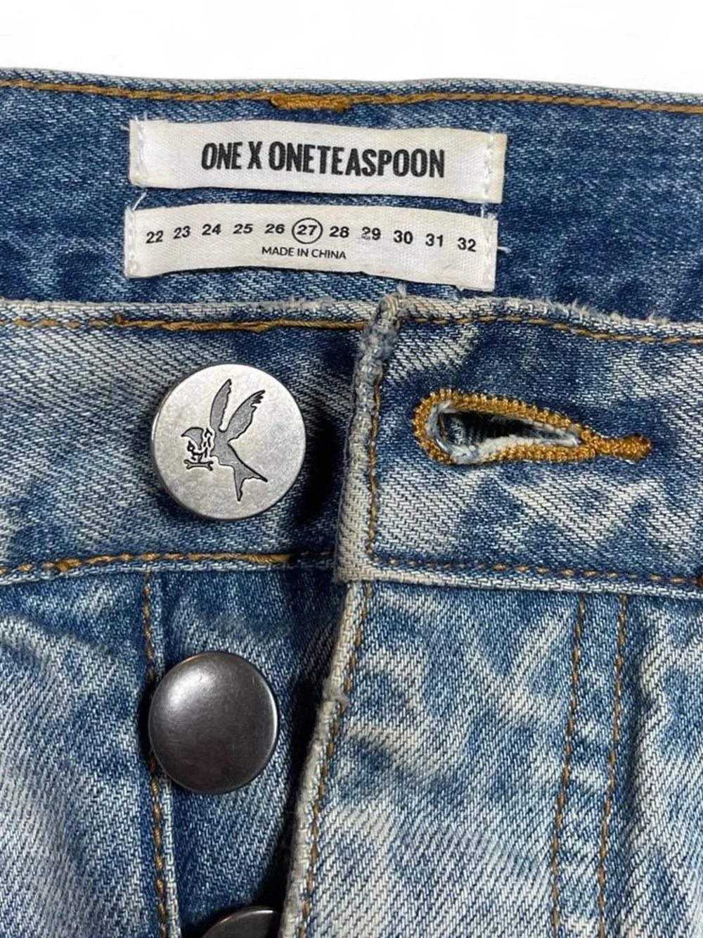 ONExOneTeaspoon Handmade Skirt Distressed Button Fly LowRise Relaxed Women’s 27